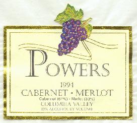 Powers 1991 Cab-Merlot label
