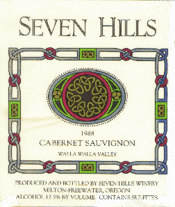 Seven Hills 1988 Cabernet label